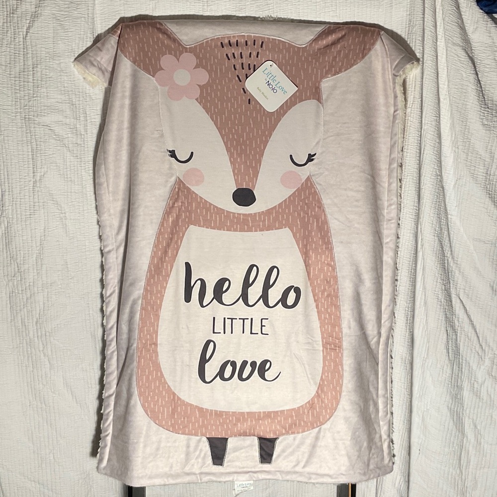 Charming Fawn Baby Blanket - Pink and White